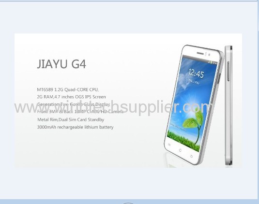 In stock Free Shipping Jiayu G4 advanced Phone Android 4.2 1GB+4GB/2GB+32GB MTK6589T QuadCore 1.5Ghz Black White JY-G4T 