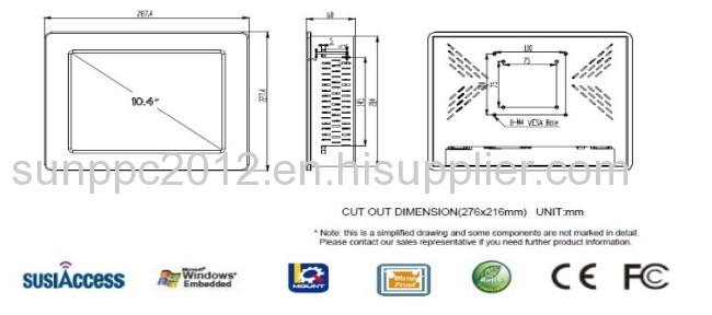 IP65 water proof 10.4 inch touch industrial panel PC with RS485