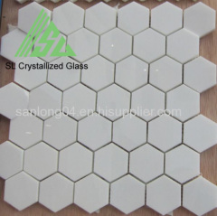 Super Thassos Glass, Glassos, crystallized glass 2x2 inch hexagon mosaic