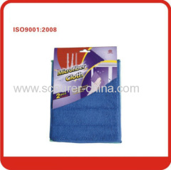 16*22cm Green/blue magic microfiber sponge cloth with Paper card. 2pcs/pack