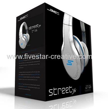 SMS Audio Street by 50 cent Headband Headphone-white wired overear with mic