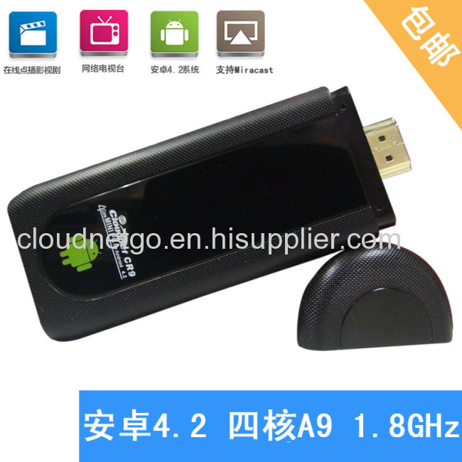 2013 hot selling RK3188 CR9 Quad Core Cortex A9 1.8GHz 2GB RAM 8GB ROM 2MP Camera MIC WiFI 2.4G Android 4.2 Smart HDMI TV Stick