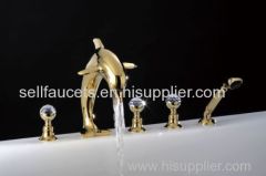 5pcs dolphin bathtub faucet with hand shower waterfall tub faucet