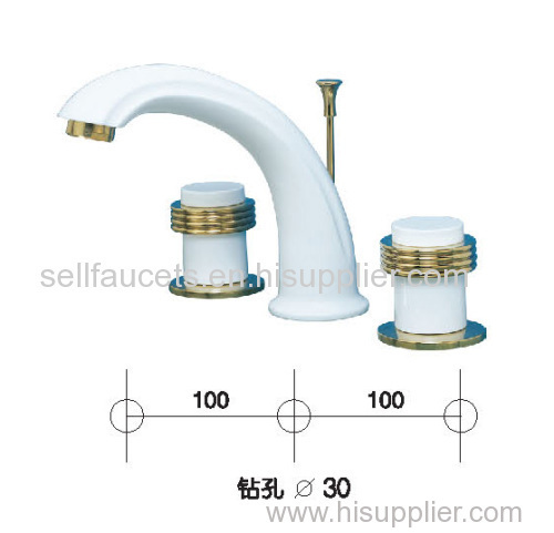 gold and white clours waterfall basin faucet 8 inch widespread lavtory sink faucet