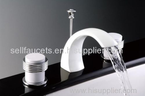 chrome and white clours waterfall basin faucet 8 inch widespread lavtory sink faucet modern faucet