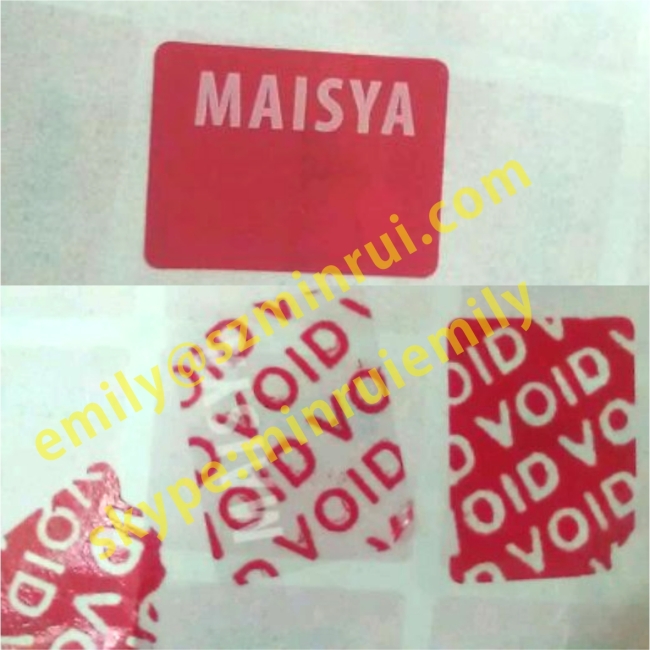 Custom Red Warranty VOID Labels With Numbers,Red VOID Stickers With White Color Printing and Numbers,Red VOID Labels
