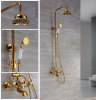 Wall Mount Ti-PVD gold Finish Contemporary Brass Shower Faucets Rainfall shower
