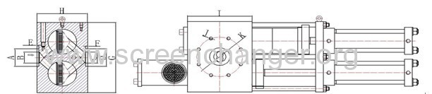 Double pillar screen changer for plastic melt filtrtion