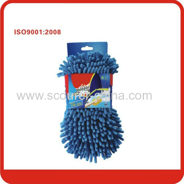 Yellow and Blue Cleaning Glove Microfiber Chenille Car Novelty Cleaning Cloth Chenille 