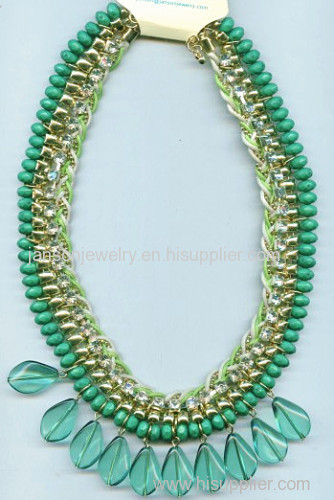 gem chain beaded dangling necklace