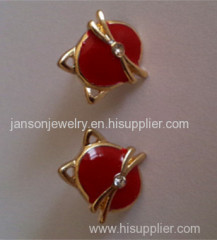 red cat casting earrings