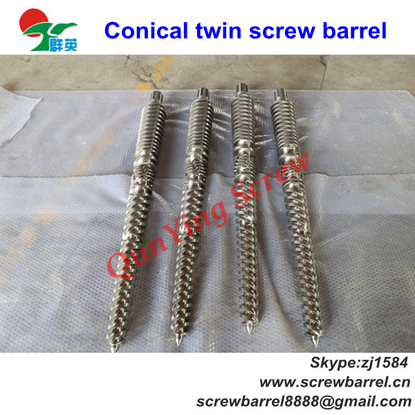 Conical twin screws and barrels