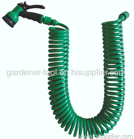 Garden Coil Water Hose With Plastic Water Nozzle Set