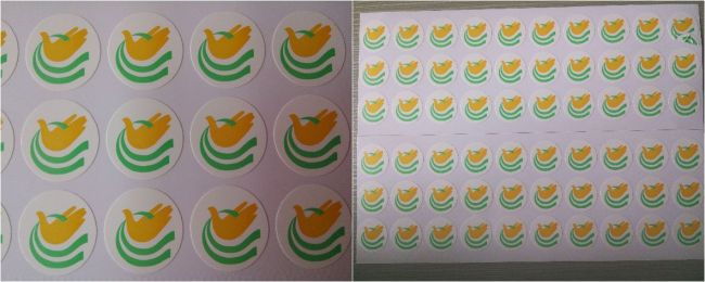 Factory Provide Destructible Vinyl Label Custom,Round Yellow and Green Priting Eggshell Stickers on Sheets