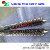 Conical twin screw barrel for double screw extruder