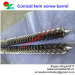 Conical twin screw barrel