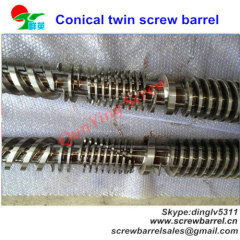 Conical twin screw barrel for double screw extruder