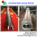 Conical twin screw barrel