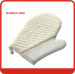 Natural soybean fibre exfoliating bath white gloves with scrubber
