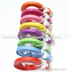 Flat Noodle Style 8pin Lightning USB Data Charge Cable for iPhone 5 iPad 4 iPad Mini 10 Colors