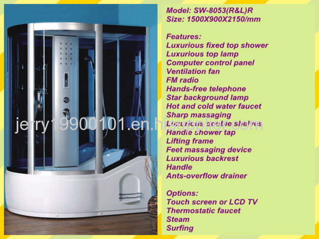 SW-8053(R&L)R piece of bathroom furniture massage shower acrylic aluminum for cabinets massage steam shower cabin system