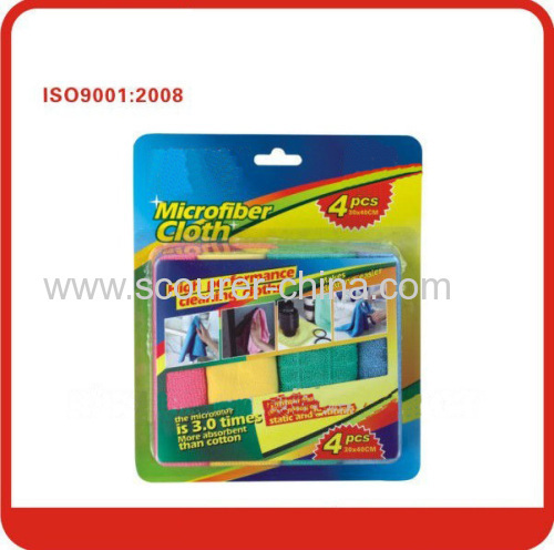 Blue red green yellow 30*40cm microfiber cloth Towel set with Blister+colorful paper box