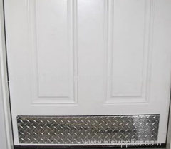 Diamond plate door kick plate gives a clean and undamaged door