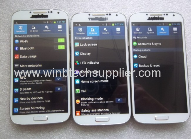 I9500 Android Phone Mobile phone MTK6589 4cores 512MRAM 4GROM GPS 3G WiFi Bluetooth