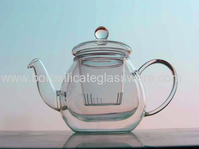 Hand Made Borosilicate Double Wall Glass Teapot