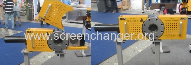 Single plate hydraulic screen changer for plastic extruder