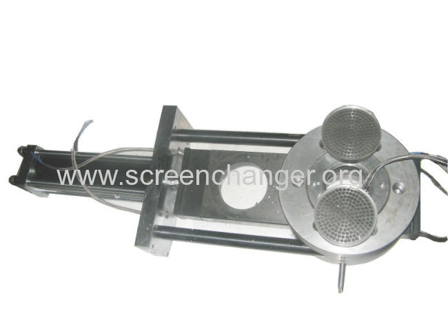 Single plate hydraulic screen changer for plastic extruder