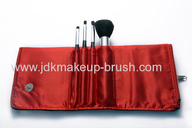 Travel cosmetic brush 4pcs makeup brush set with beauty bag