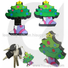 Lastest design for Christmas gift pvc keychain flash drive