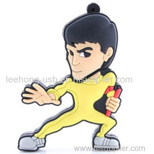 pvc cartoon Kungfu Hero Bruce Lee people design usb disk