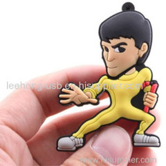 pvc cartoon Kungfu Hero Bruce Lee people design usb disk