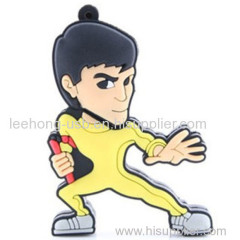 pvc cartoon Kungfu Hero Bruce Lee people design usb disk