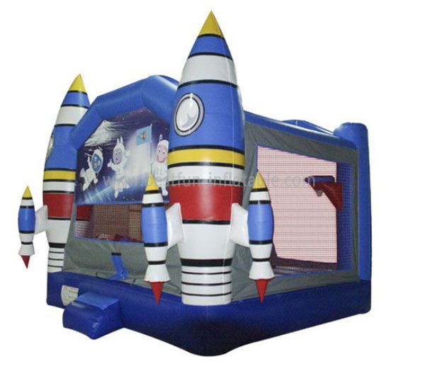  Blue Inflatable Theme Rockets Castle