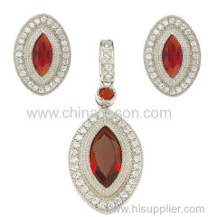 CZ Ruby Tone Micropave Jewelry Sets