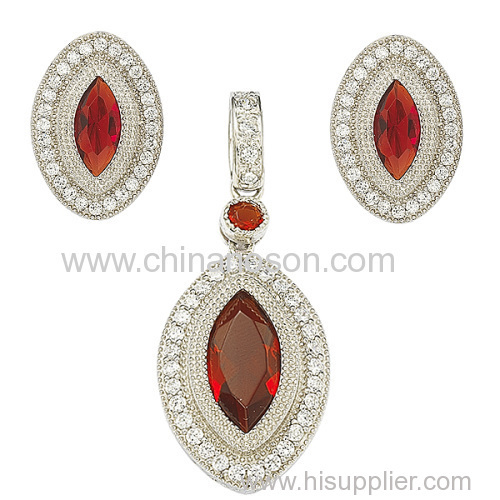 Ruby jewelry sets with CZ stones