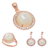 Rose Tone MOP Ring Pendant & Earrings Set