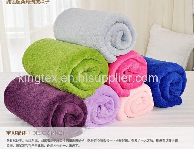 Stocklots solid coral fleece blanket with good price