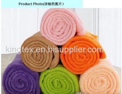 Stock solid coral fleece blanket 240-280gsm with good designs