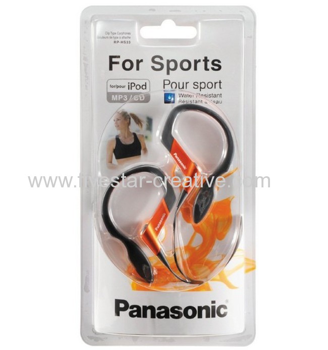 Panasonic RP-HS33 Clip on Sport Earphone In Orange