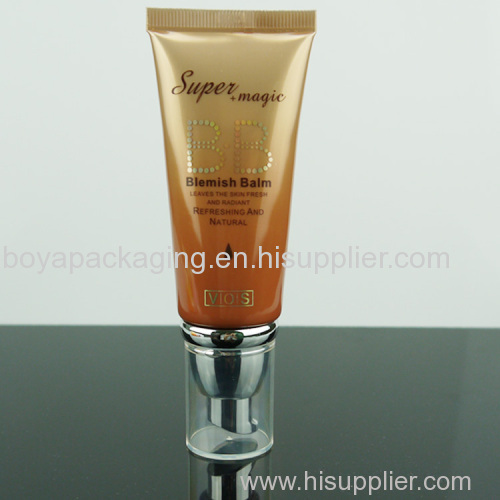 gold plastic tube for cosmetic packing with pump