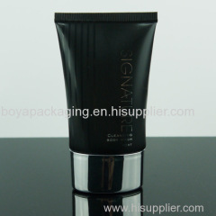 2oz black cosmetic tube packaging with silver aluminum plating cap