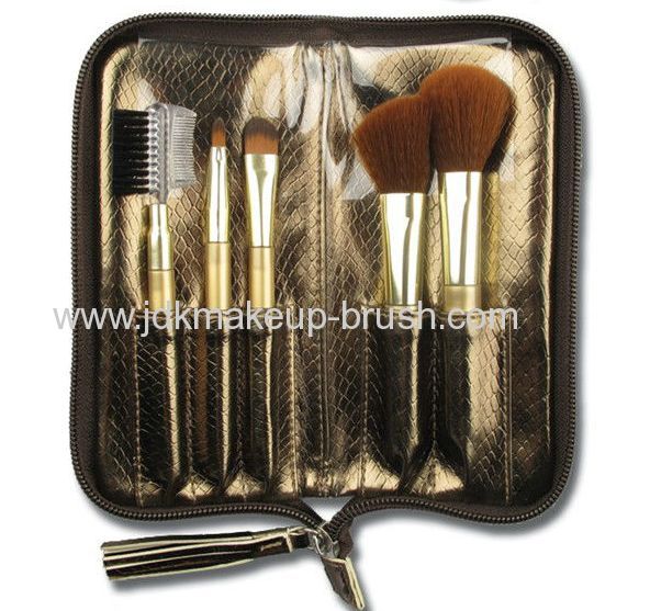 Cosmetic brush set 5pcs makeup kit makeup brush set with Zipper Pouch