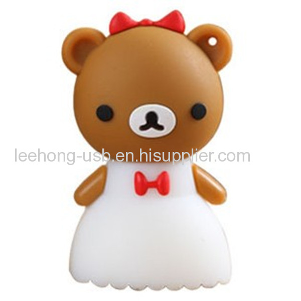 Popular cartoon bear groom and bride wedding gift usb flash drive