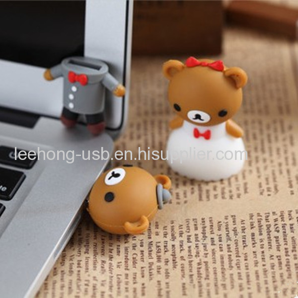 Popular cartoon bear groom and bride wedding gift usb flash drive