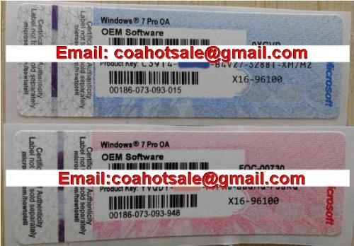 windows7 key card coa label