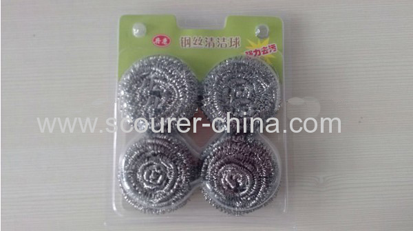 Harmless and Rustless Shiny silver Spiral Stainless Scourer For kitchen cleaning 